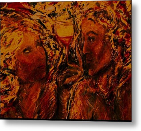 Figural Painting Metal Print featuring the painting Wine Envy by Dawn Caravetta Fisher