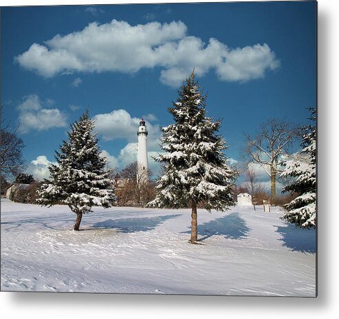 Winter Metal Print featuring the photograph Winter at Wind Point Lighthouse by Scott Olsen