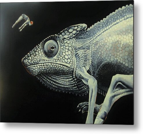 Chameleon Metal Print featuring the painting With All That's Happening This Is Not The Time To Go Diving by Jean Cormier