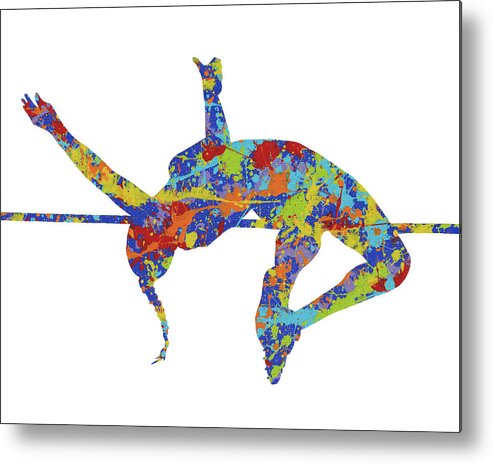 Paint Splatter Art Metal Print featuring the painting Women High Jumper #1 by Gregory Murray