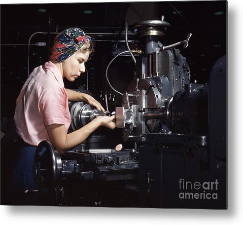 1942 Metal Print featuring the photograph World War Two Airplane Factory, 1942 by Alfred T Palmer