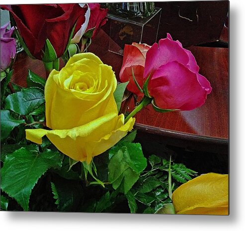 Flowers Metal Print featuring the photograph Yellow Rose in Winter by Andrew Lawrence