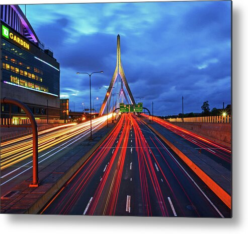 Boston Metal Print featuring the photograph Zakim Bridge and TD Garden Boston MA by Toby McGuire