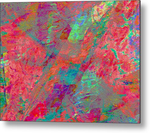 Stone Metal Print featuring the digital art Magenta Poppy Rock by Stephanie Grant