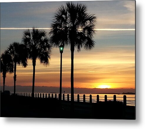 Water Metal Print featuring the photograph Sunrise Beyond Carolina Palms by Joetta Beauford