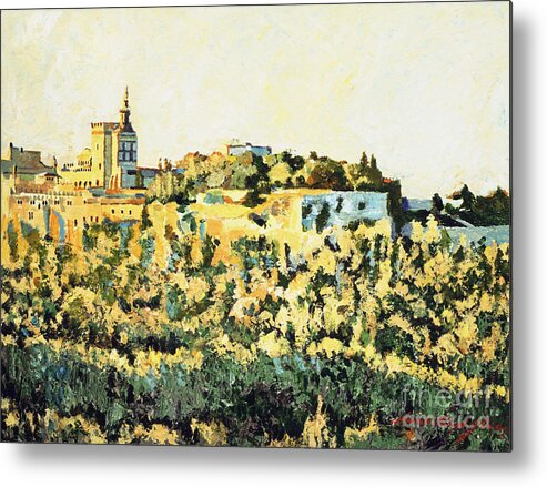 Landscape Metal Print featuring the painting Sunset At Avignon by David Lloyd Glover