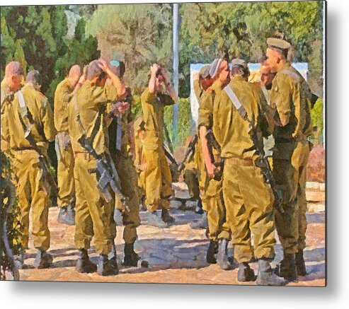 Israel Metal Print featuring the digital art Yarmulkes and Rifles by Digital Photographic Arts