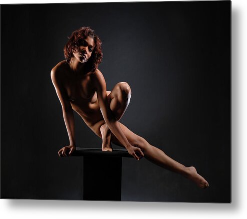 Nude Metal Print featuring the photograph 0953 Nude Dancer on Pedicel by Chris Maher