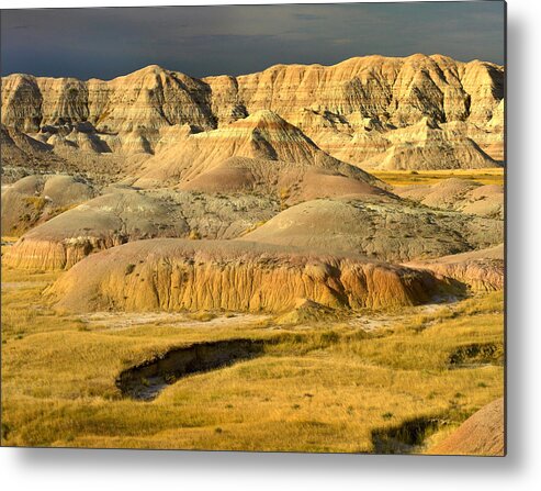 Feb0514 Metal Print featuring the photograph Buttes And Prairie Badlands Np South #1 by Tim Fitzharris
