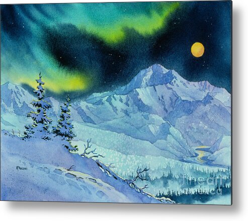 Denali Night Metal Print featuring the painting Denali Night by Teresa Ascone