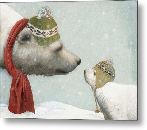 Polar Bear Metal Print featuring the drawing First Winter by Eric Fan