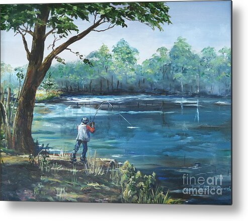 Fishing Metal Print featuring the painting Fishin' #1 by Carole Powell
