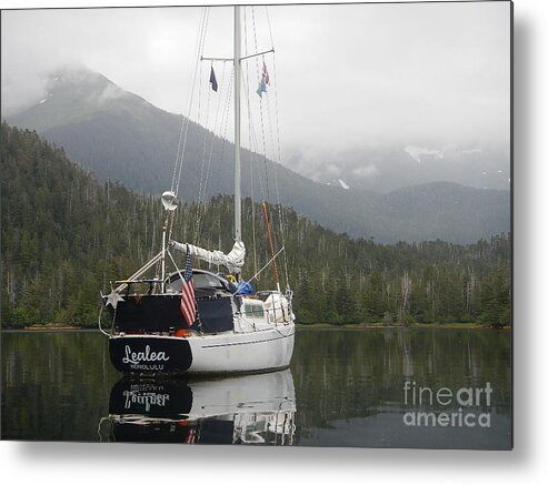 Sailboat Metal Print featuring the photograph Lealea at anchor by Laura Wong-Rose