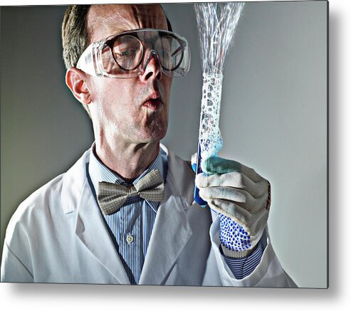 Laboratory Equipment Metal Print featuring the photograph Mad Scientist #1 by Coneyl Jay/science Photo Library