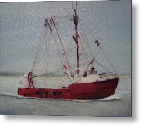 Boat Metal Print featuring the painting Shrimp Boat by Sheila Mashaw