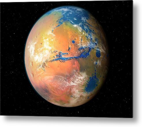 Mars Metal Print featuring the photograph Terraformed Mars by Mark Garlick/science Photo Library