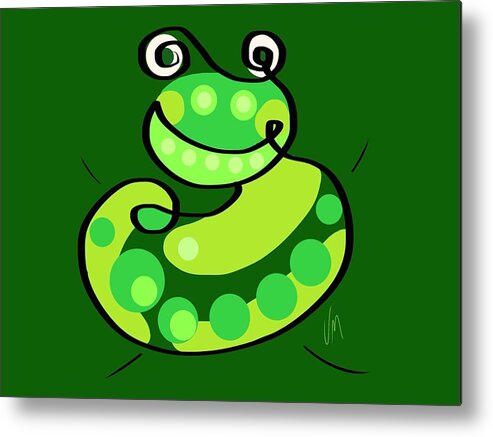 Frog Metal Print featuring the digital art Thoughts and colors series frog #1 by Veronica Minozzi