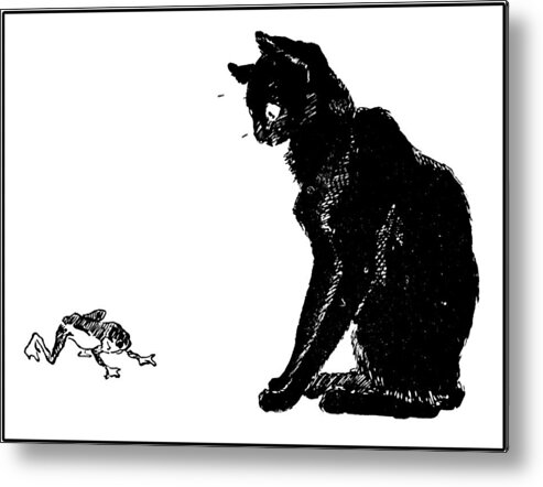 Cats- Pictures Without Words' 1897 Theophile Alexandre Steinlen 4 Metal Print featuring the painting Pictures without Words #3 by MotionAge Designs