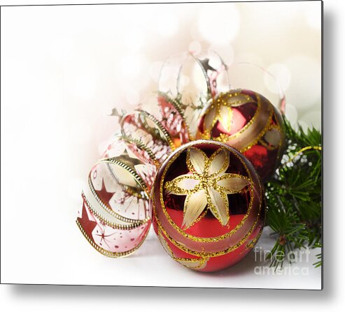 Christmas Metal Print featuring the photograph Christmas Ornaments #1 by Jelena Jovanovic