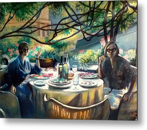 Lunch Italian Style Metal Print featuring the painting Croasdella And Geraldine #2 by Philip Corley