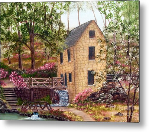 National Register Of Historic Places Metal Print featuring the painting Old Mill North Little Rock Arkansas #2 by Vivian Cook