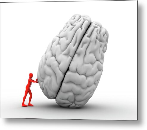 Achievement Metal Print featuring the photograph 3d Man Moving Brain by Alfred Pasieka