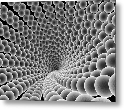 Circular Metal Print featuring the photograph Nanospheres #4 by Alfred Pasieka/science Photo Library