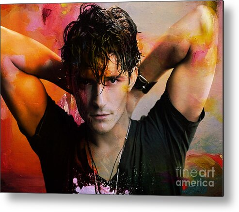 Orlando Bloom Drawings Metal Print featuring the mixed media Orlando Bloom #4 by Marvin Blaine