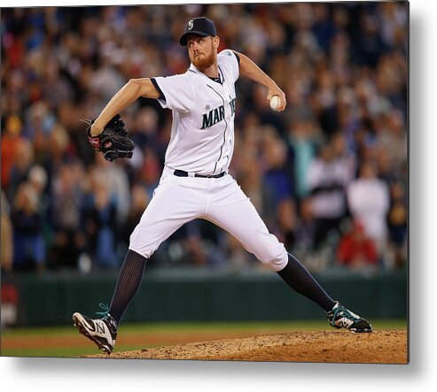 Ninth Inning Metal Print featuring the photograph Texas Rangers V Seattle Mariners by Otto Greule Jr