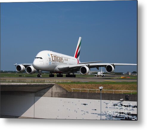 737 Metal Print featuring the photograph Emirates Airbus A380 #5 by Paul Fearn