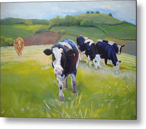 Mike Jory Cows Metal Print featuring the painting Cows #6 by Mike Jory