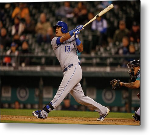 Salvador Perez Diaz Metal Print featuring the photograph Kansas City Royals V Seattle Mariners by Otto Greule Jr