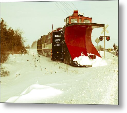 Canadian Pacific Snow Plow Metal Print featuring the photograph Canadian Pacific snow plow #8 by Nick Mares