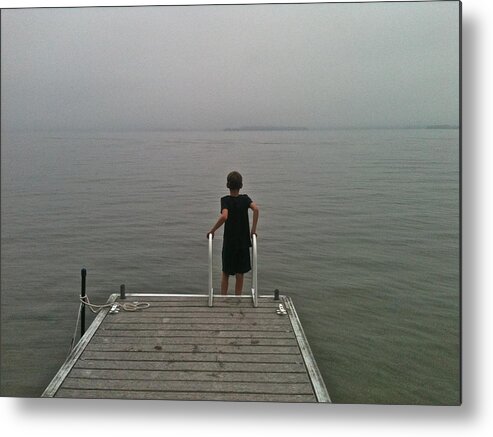 Lake Metal Print featuring the photograph A boy and a lake by Brooke Friendly