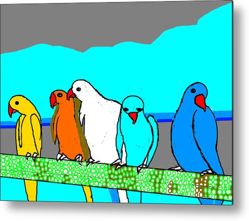 A Family Of Parrots Metal Print featuring the digital art A Family Of Parrots by Anand Swaroop Manchiraju