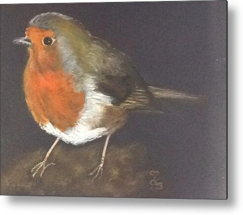 Robin Metal Print featuring the painting A Garden Friend by Carole Robins