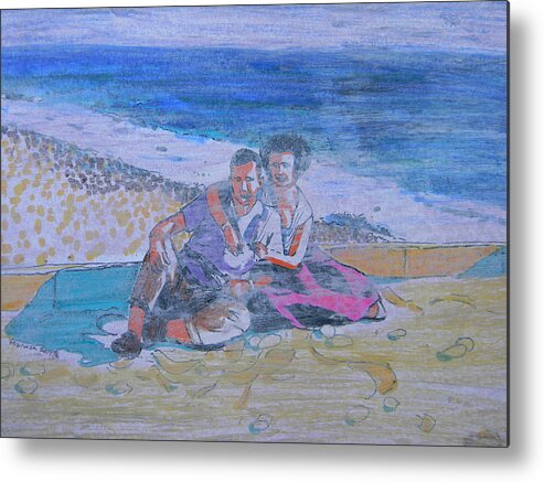 Beach Metal Print featuring the drawing A Moment in Time by Marwan George Khoury