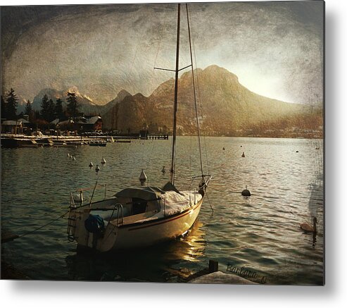 Boat Metal Print featuring the photograph A ship in port by Barbara Orenya