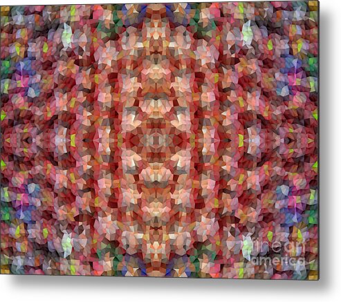 Red Metal Print featuring the digital art Abstract Mosaic in Red Rainbow by Beverly Claire Kaiya