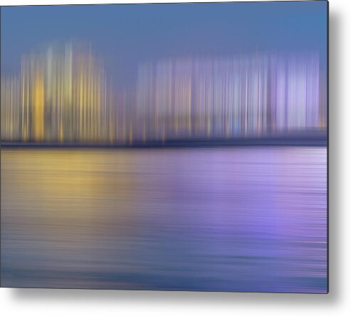 Abstract Metal Print featuring the photograph Abstract Pattern Of Blurred Buildings by Ikon Ikon Images