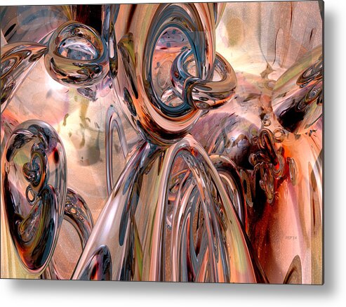 Abstract Metal Print featuring the digital art Abstract Reflecting Rings by Phil Perkins