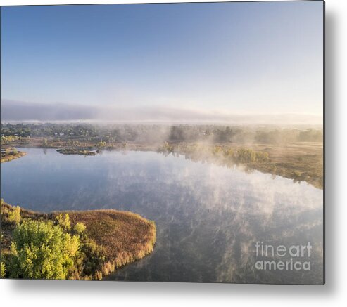 Colorado Metal Print featuring the photograph Aerial View Of A Foggy Lake by Marek Uliasz