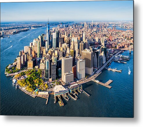 Lower Manhattan Metal Print featuring the photograph aerial view of Lower Manhattan. New York by Eloi_Omella