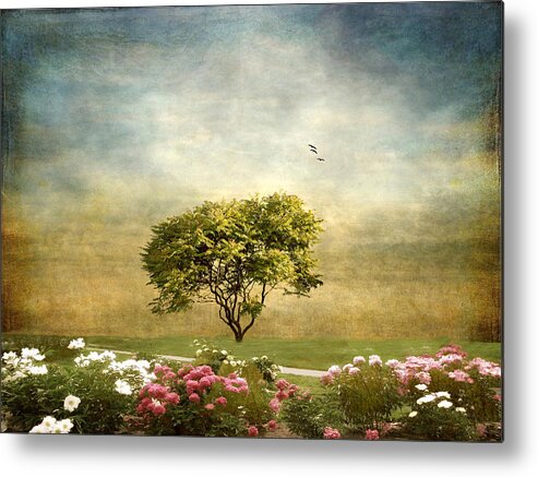 Tree Metal Print featuring the photograph Among the Peonies by Jessica Jenney