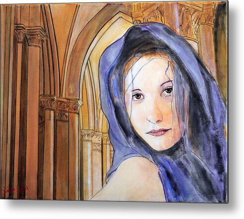 Woman Metal Print featuring the painting Angel of Notre Dame by Jean-Paul Setlak