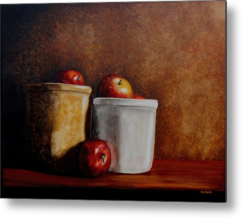Apples Metal Print featuring the painting Apples and Jars by Van Bunch