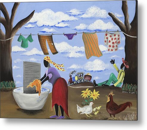 Gullah Art Metal Print featuring the painting Approaching the Finish Line by Patricia Sabreee