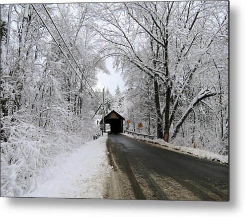 Covered Bridge Metal Print featuring the photograph Approaching Winter by MTBobbins Photography