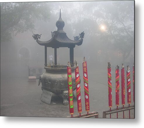 Asian Symbols Metal Print featuring the photograph Asian Mornining in Lantau China by Jacqueline M Lewis