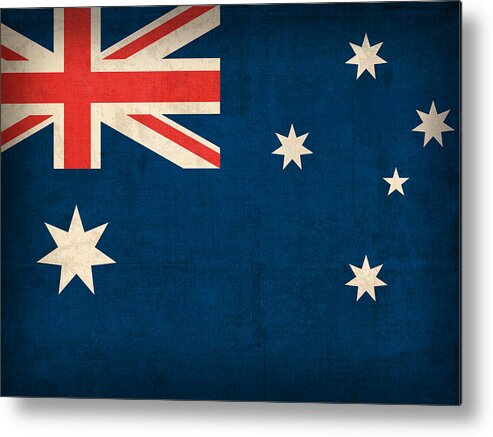 Australia Flag Vintage Distressed Finish Outback Australian Sydney Brisbane Pacific Continent Country Nation Australian Metal Print featuring the mixed media Australia Flag Vintage Distressed Finish by Design Turnpike